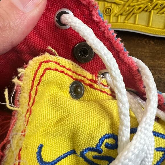 Ed Hardy High Top Sneakers 4 Boys Kids Lace Up Graphic Skulls Tattoo Canvas Red - Picture 13 of 13